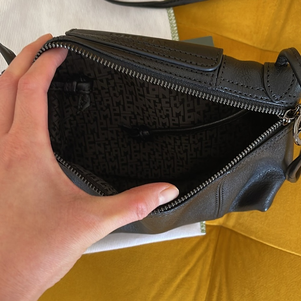 Longchamp Black Mini Leather Crossbody Purse - Picture 6 of 7
